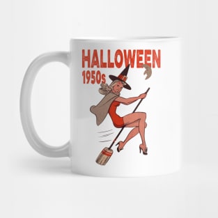 Vintage 1950s Halloween Witch Mug